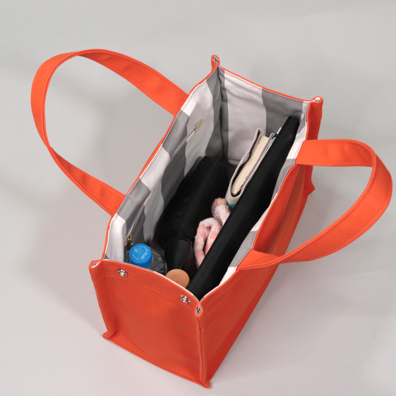 エヴリィトート　EveryTote　北欧生地×倉敷帆布 8号帆布　オレンジ　オリジナル　ハンドメイド帆布トートバッグ　ハネアント神戸