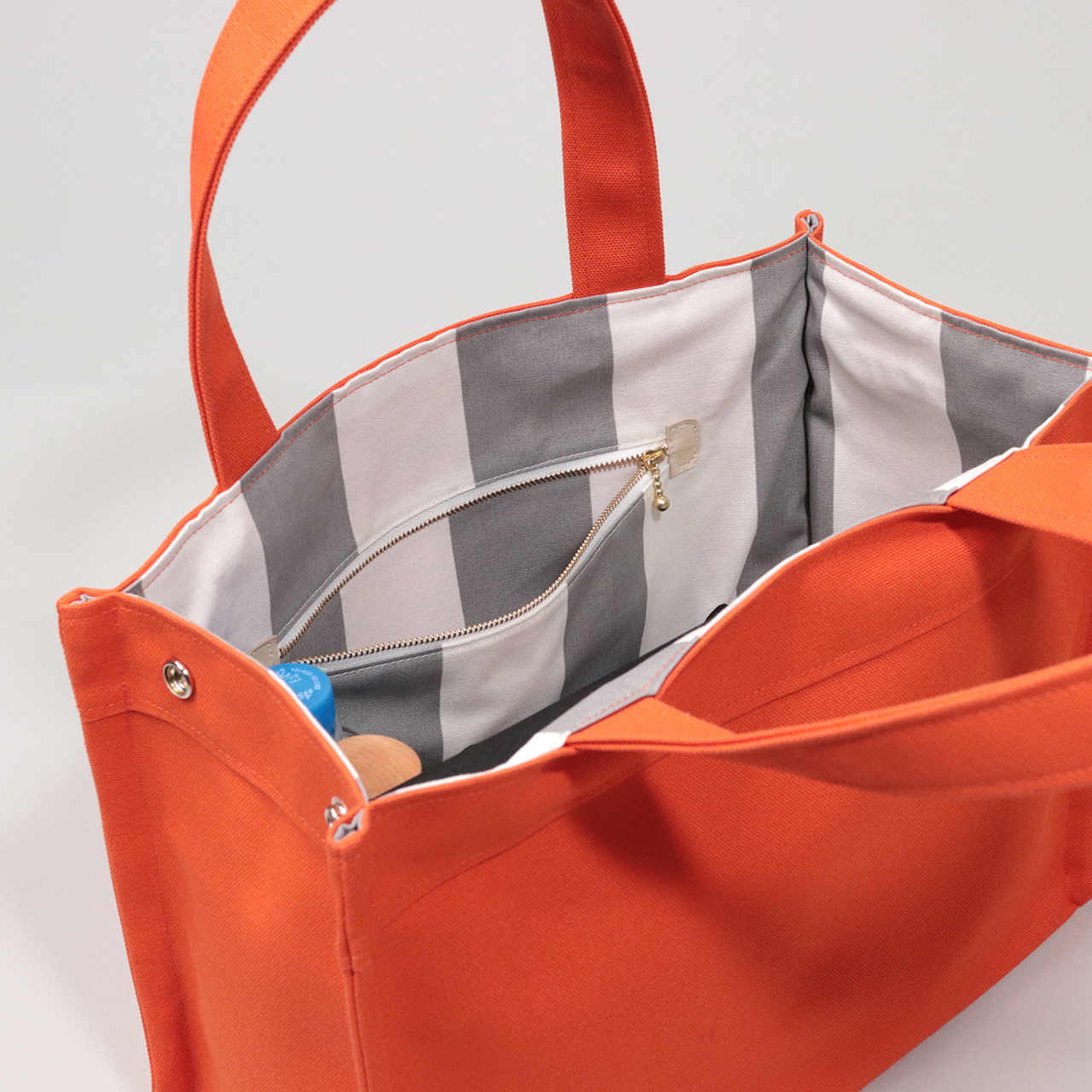 エヴリィトート　EveryTote　北欧生地×倉敷帆布 8号帆布　オレンジ　オリジナル　ハンドメイド帆布トートバッグ　ハネアント神戸