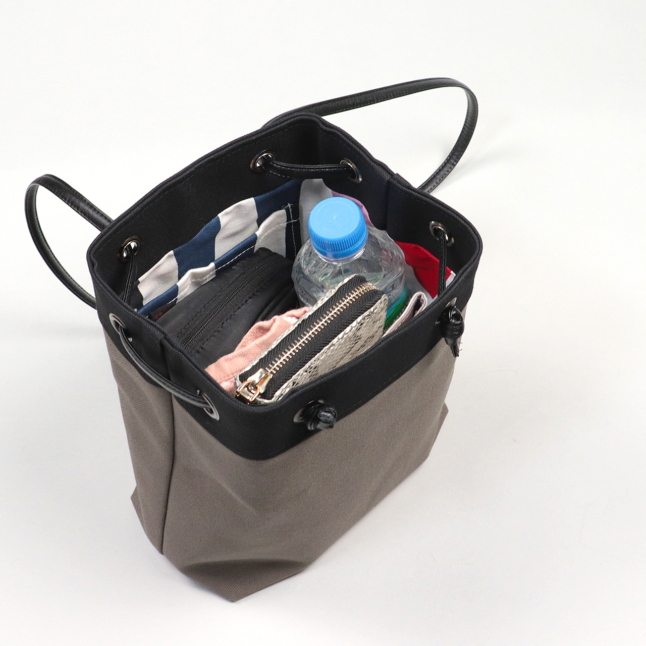 ピクニックショルダー　picnicshoulder　北欧生地×富士金梅 8号帆布　チャコールグレー×ブラック　オリジナル　ハンドメイド帆布ポシェット　ハネアント神戸