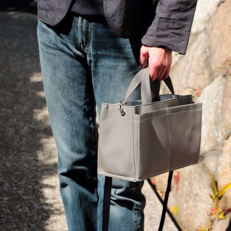 パケット　Packet　北欧生地×富士金梅 8号帆布　チャコールグレー　オリジナル　ハンドメイド帆布2wayショルダーバッグ　ハネアント神戸