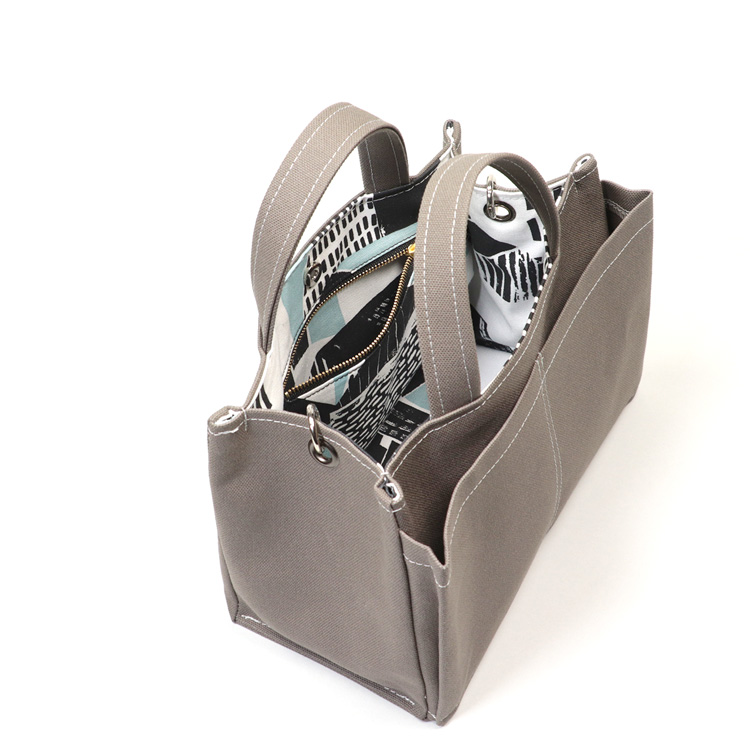 パケット　Packet　北欧生地×富士金梅 8号帆布　チャコールグレー　オリジナル　ハンドメイド帆布2wayショルダーバッグ　ハネアント神戸