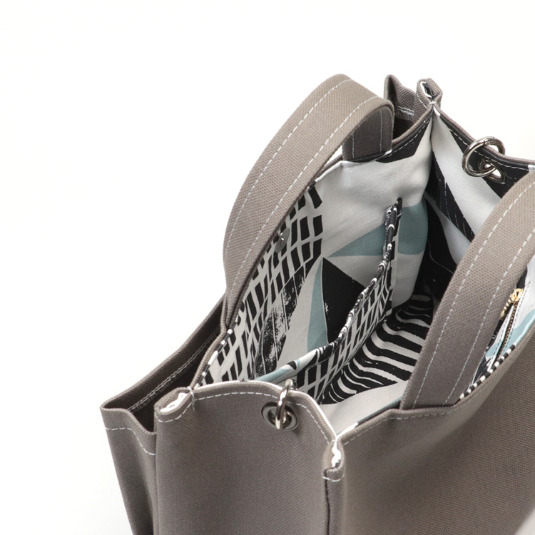 パケット　Packet　北欧生地×富士金梅 8号帆布　チャコールグレー　オリジナル　ハンドメイド帆布2wayショルダーバッグ　ハネアント神戸