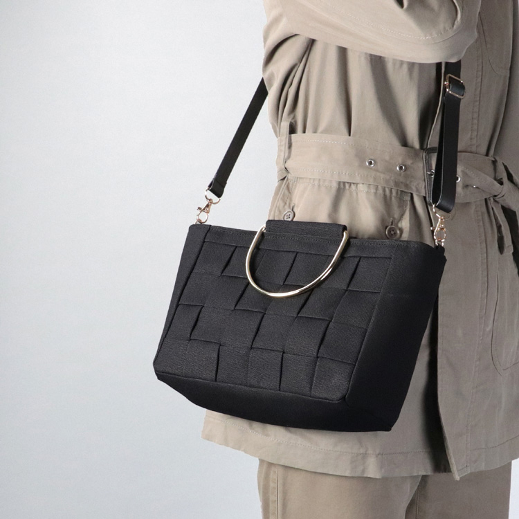 ラティス　北欧生地×富士金梅 8号帆布　ブラック　オリジナル　ハンドメイド帆布2wayショルダーバッグ　ハネアント神戸