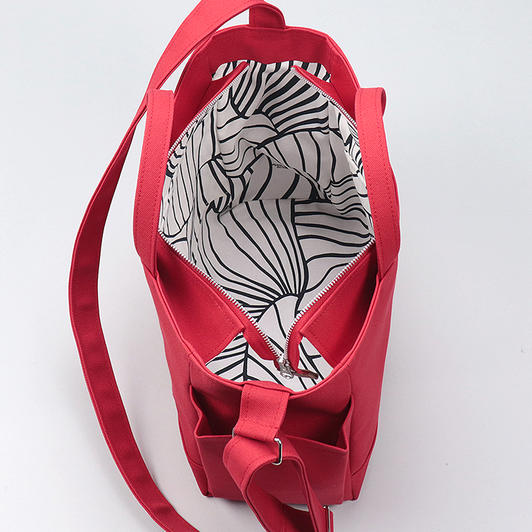 コンテナショルダー2WAY　containershoulder　北欧生地×富士金梅 8号帆布　レッド　オリジナル　ハンドメイド帆布ショルダーバッグ　ハネアント神戸