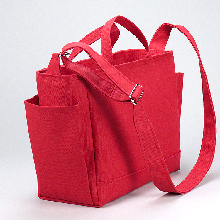 コンテナショルダー2WAY　containershoulder　北欧生地×富士金梅 8号帆布　レッド　オリジナル　ハンドメイド帆布ショルダーバッグ　ハネアント神戸