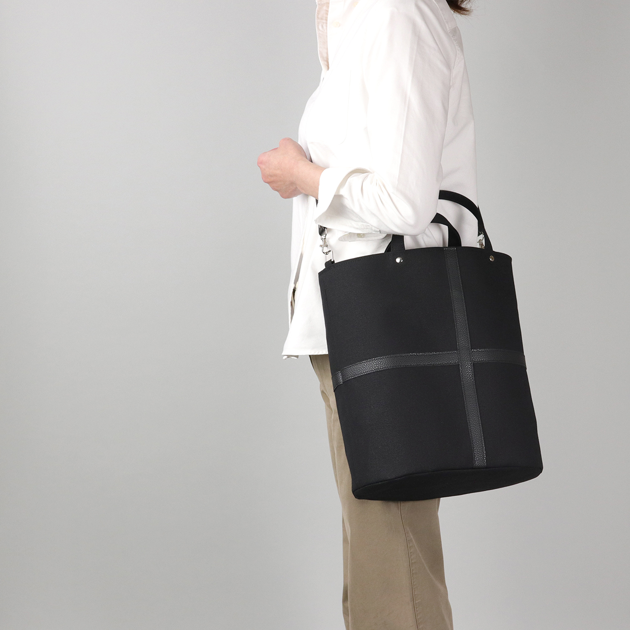 タンク　TANK　北欧生地×富士金梅 8号帆布　ブラック　オリジナル　ハンドメイド帆布ショルダーバッグ2way　ハネアント神戸