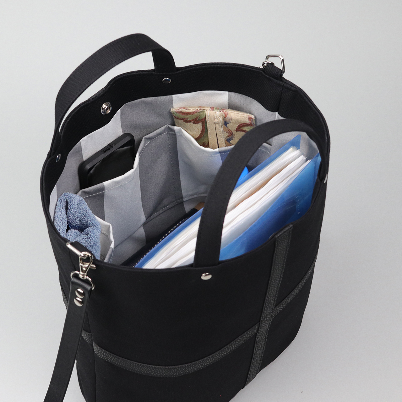 タンク　TANK　北欧生地×富士金梅 8号帆布　ブラック　オリジナル　ハンドメイド帆布ショルダーバッグ2way　ハネアント神戸