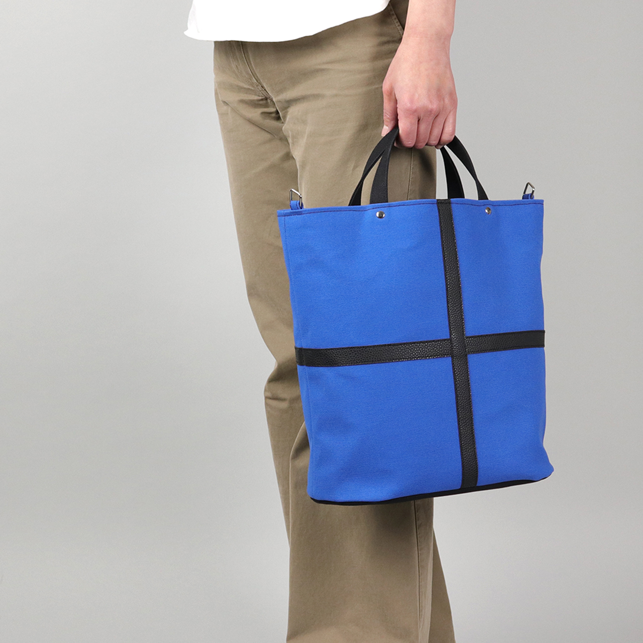 タンク　TANK　北欧生地×富士金梅 8号帆布　ブルー　オリジナル　ハンドメイド帆布ショルダーバッグ2way　ハネアント神戸