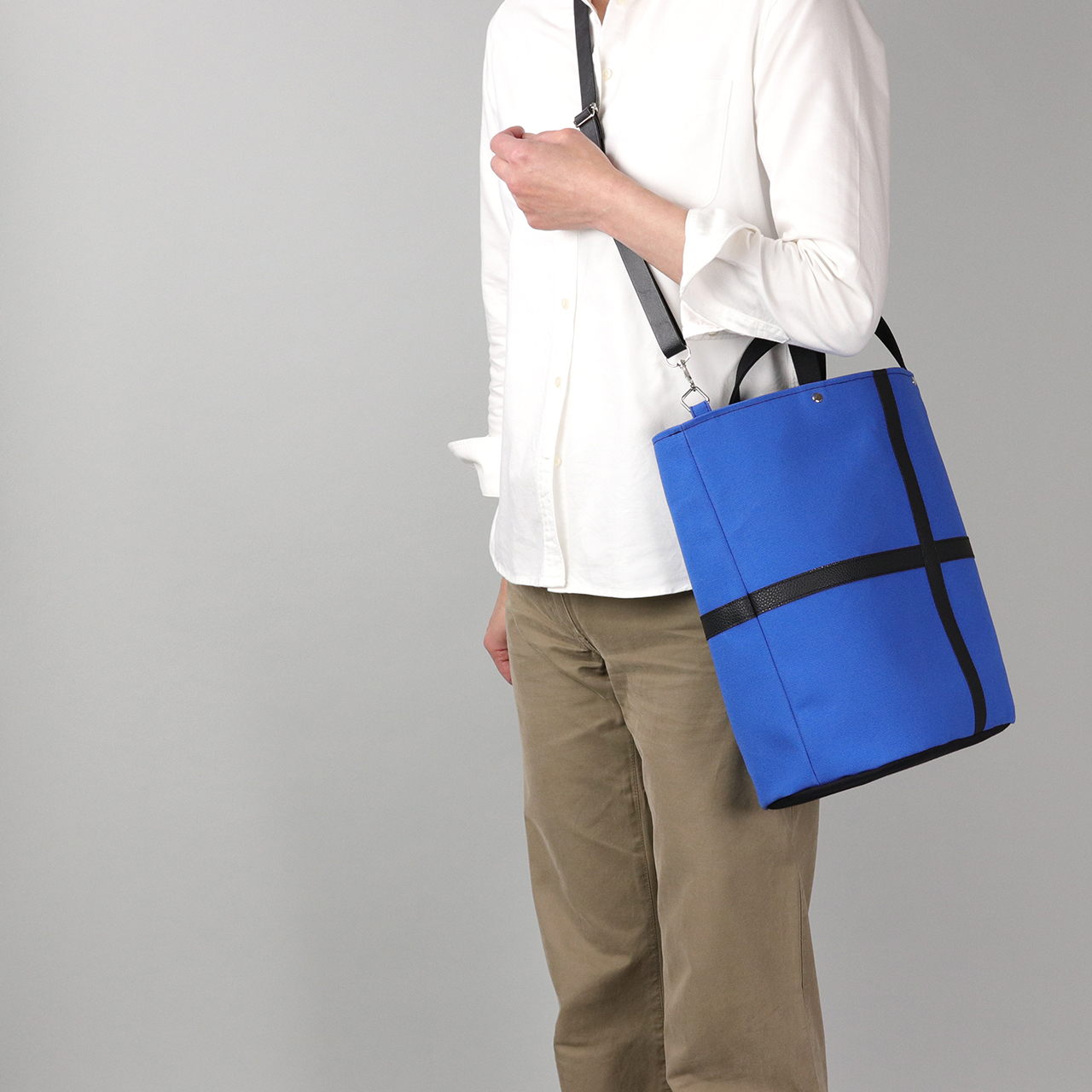 タンク　TANK　北欧生地×富士金梅 8号帆布　ブルー　オリジナル　ハンドメイド帆布ショルダーバッグ2way　ハネアント神戸