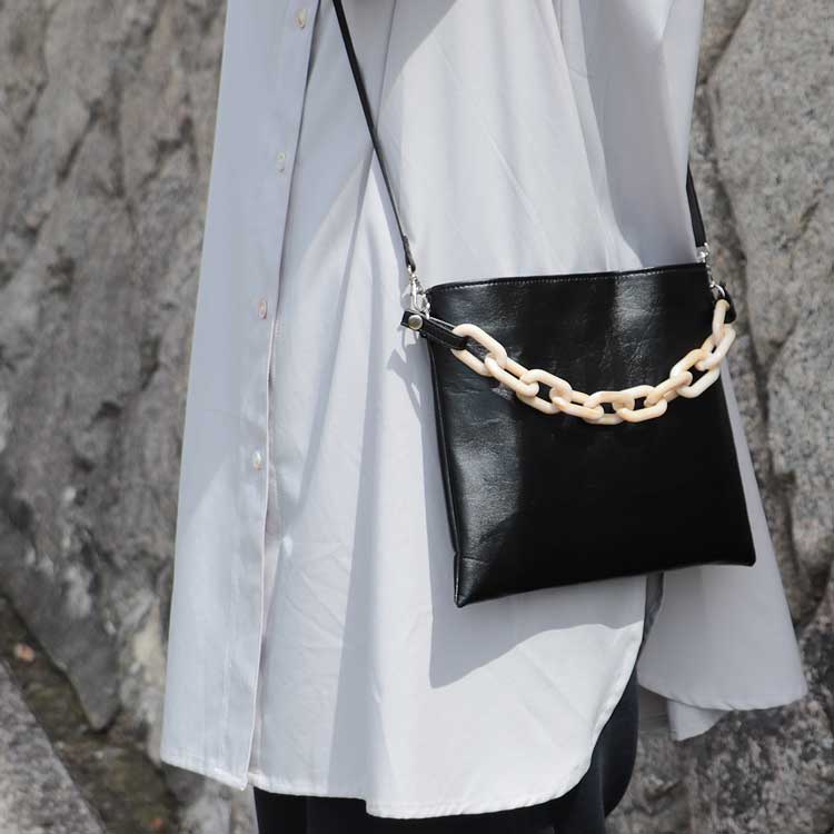 LINK　リンク　北欧生地×合皮　ベージュ　オリジナル　ハンドメイドサコッシュ　2wayショルダーバッグ　ハネアント神戸