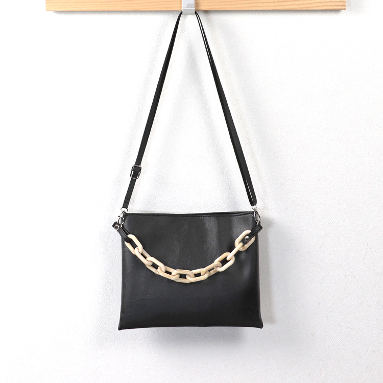 LINK　リンク　北欧生地×合皮　ベージュ　オリジナル　ハンドメイドサコッシュ　2wayショルダーバッグ　ハネアント神戸