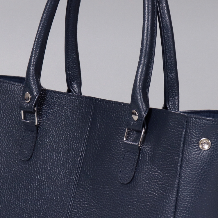 テス　TES　国産本革　オールレザー　ネイビー　オリジナル　ハンドメイド本革　牛革トートバッグ　ハネアント神戸