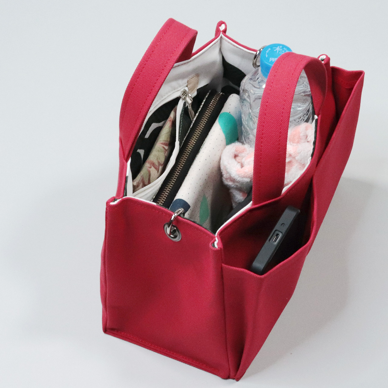 パケット　Packet　北欧生地×富士金梅 8号帆布　レッド　オリジナル　ハンドメイド帆布2wayショルダーバッグ　ハネアント神戸