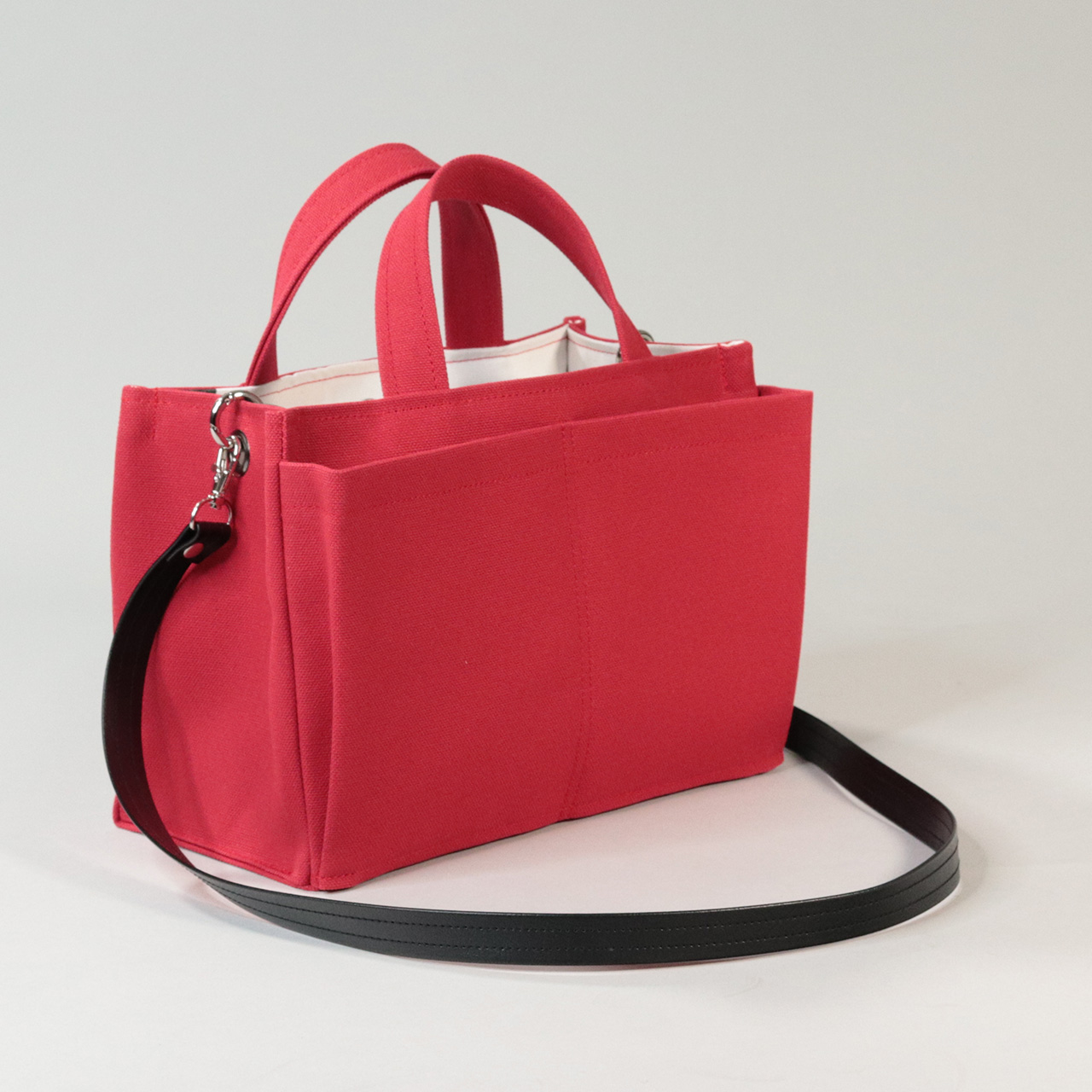 パケット　Packet　北欧生地×富士金梅 8号帆布　レッド　オリジナル　ハンドメイド帆布2wayショルダーバッグ　ハネアント神戸