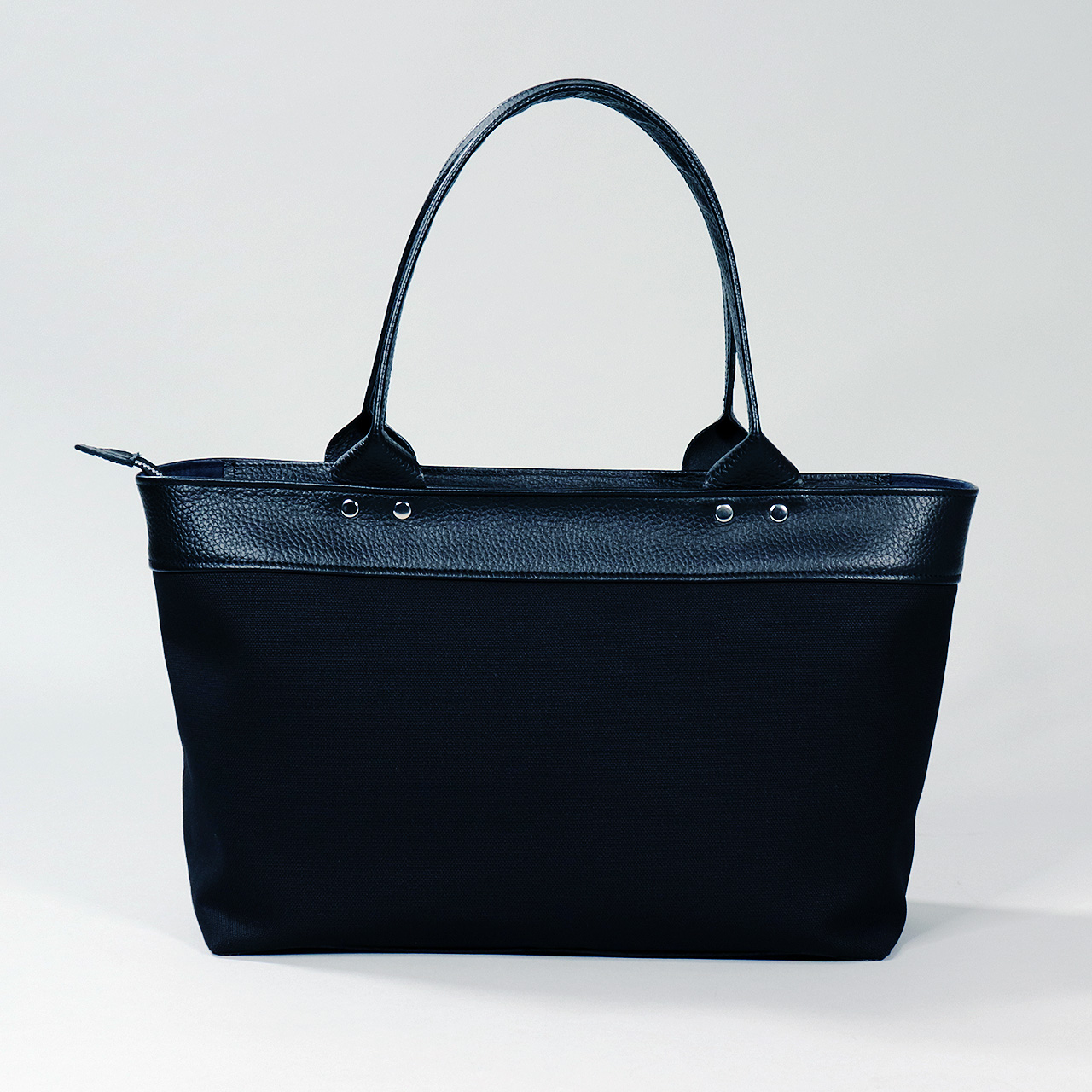 サシャ　SASYA　国産本革　姫路レザー　クロムなめし　富士金梅8号帆布　ブラック　オリジナル　ハンドメイド本革　牛革トートバッグ　ハネアント神戸