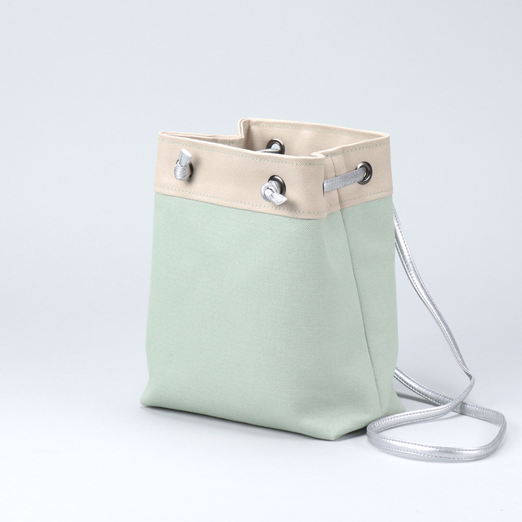 ピクニックショルダー　picnicshoulder　北欧生地×富士金梅 8号帆布　ミント×ベージュ　オリジナル　ハンドメイド帆布ポシェット　ハネアント神戸