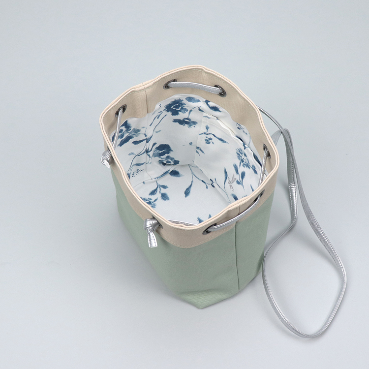 ピクニックショルダー　picnicshoulder　北欧生地×富士金梅 8号帆布　ミント×ベージュ　オリジナル　ハンドメイド帆布ポシェット　ハネアント神戸