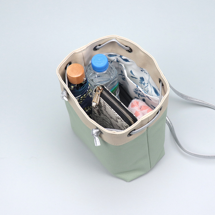 ピクニックショルダー　picnicshoulder　北欧生地×富士金梅 8号帆布　ミント×ベージュ　オリジナル　ハンドメイド帆布ポシェット　ハネアント神戸