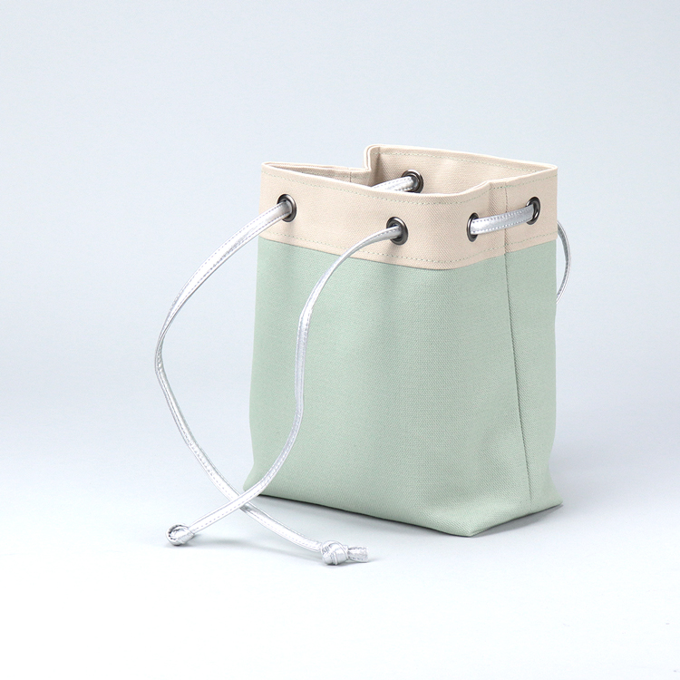 ピクニックショルダー　picnicshoulder　北欧生地×富士金梅 8号帆布　ミント×ベージュ　オリジナル　ハンドメイド帆布ポシェット　ハネアント神戸