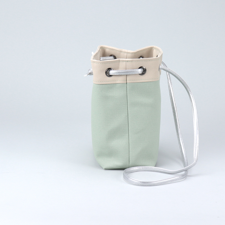 ピクニックショルダー　picnicshoulder　北欧生地×富士金梅 8号帆布　ミント×ベージュ　オリジナル　ハンドメイド帆布ポシェット　ハネアント神戸