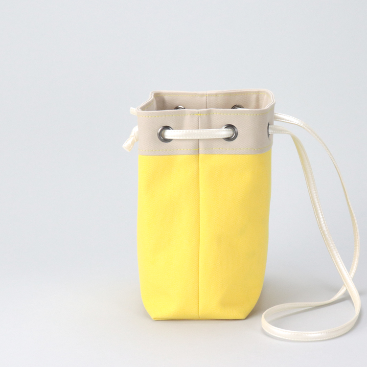 ピクニックショルダー　picnicshoulder　北欧生地×富士金梅 8号帆布　イエロー×ベージュ　オリジナル　ハンドメイド帆布ポシェット　ハネアント神戸