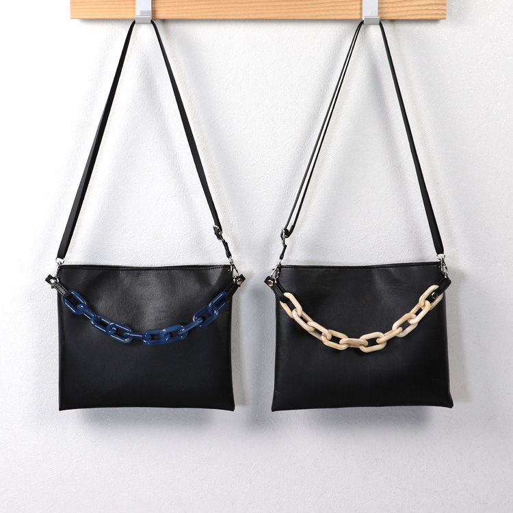 LINK　リンク　北欧生地×合皮　ブルー　オリジナル　ハンドメイドサコッシュ　2wayショルダーバッグ　ハネアント神戸