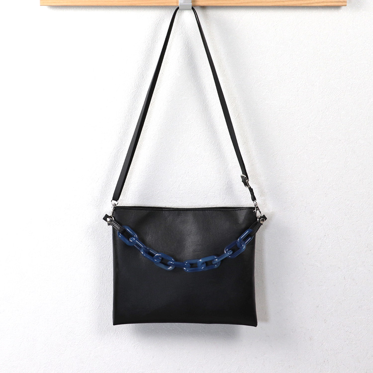 LINK　リンク　北欧生地×合皮　ブルー　オリジナル　ハンドメイドサコッシュ　2wayショルダーバッグ　ハネアント神戸