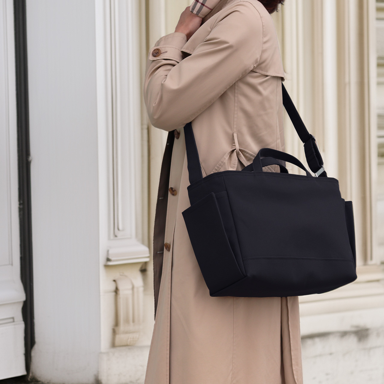 コンテナショルダー2WAY　containershoulder　北欧生地×富士金梅 8号帆布　ブラック　オリジナル　ハンドメイドコンテナショルダー2WAY　containershoulder　北欧生地×富士金梅 8号帆布　ベージュ　オリジナル　ハンドメイド帆布ショルダーバッグ　ハネアント神戸　ハネアント神戸