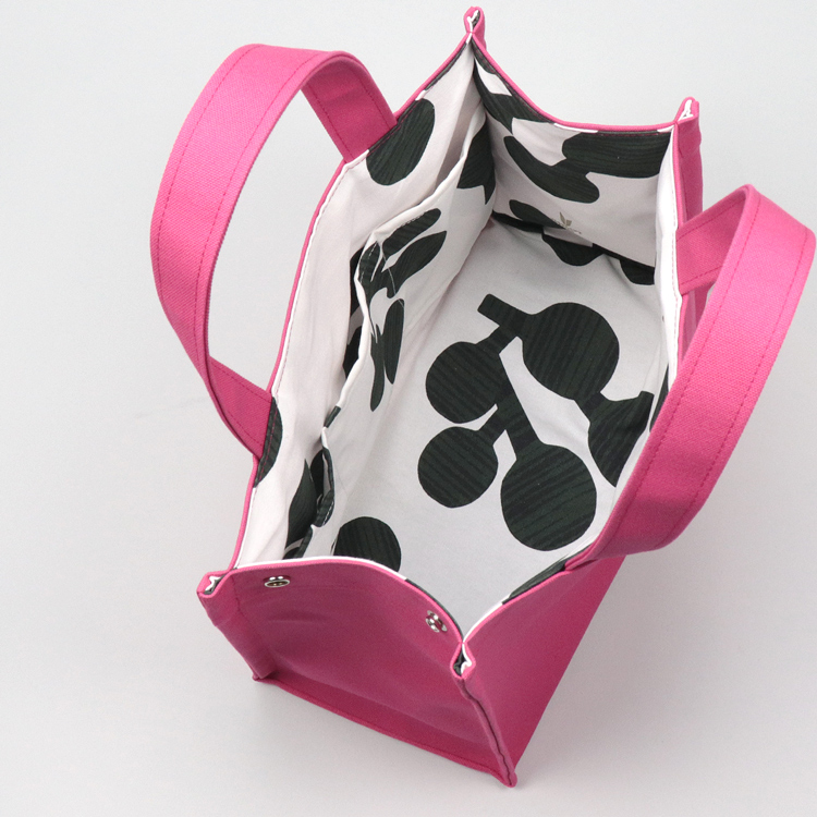 エヴリィトート　EveryTote　北欧生地×倉敷帆布 8号帆布　マジックピンク　オリジナル　ハンドメイド帆布トートバッグ　ハネアント神戸