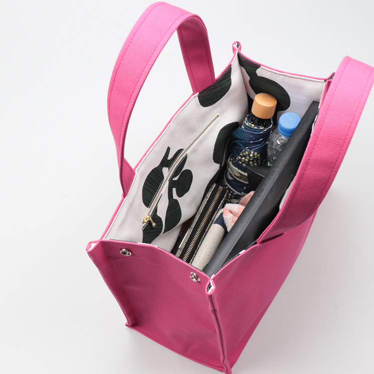 エヴリィトート　EveryTote　北欧生地×倉敷帆布 8号帆布　マジックピンク　オリジナル　ハンドメイド帆布トートバッグ　ハネアント神戸