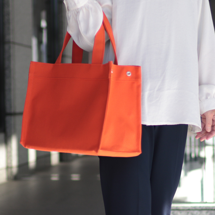エヴリィトート　EveryTote　北欧生地×倉敷帆布 8号帆布　オレンジ　オリジナル　ハンドメイド帆布トートバッグ　ハネアント神戸