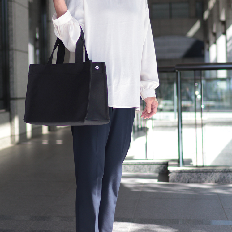 エヴリィトート　EveryTote　北欧生地×倉敷帆布 8号帆布　ブラック　オリジナル　ハンドメイド帆布トートバッグ　ハネアント神戸