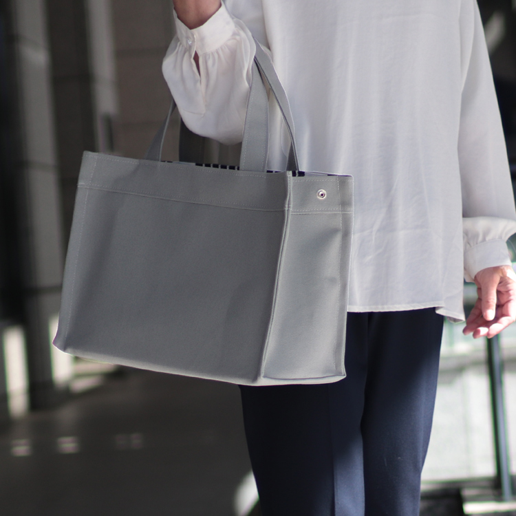 エヴリィトート　EveryTote　北欧生地×倉敷帆布 8号帆布　シルバー　オリジナル　ハンドメイド帆布トートバッグ　ハネアント神戸