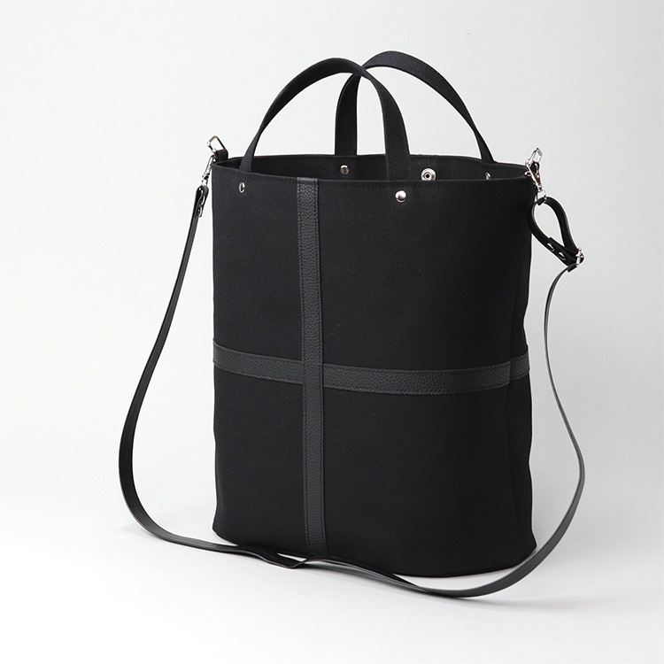 タンク　TANK　北欧生地×富士金梅 8号帆布　ブラック　オリジナル　ハンドメイド帆布ショルダーバッグ2way　ハネアント神戸