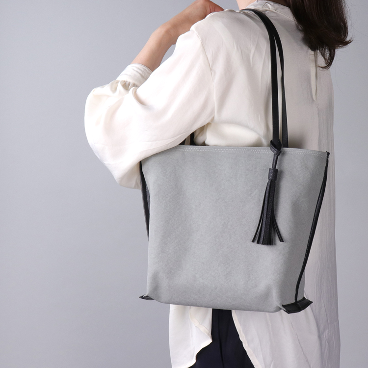 フラップトート　flaptote　北欧生地×倉敷帆布バイオウォッシュ 8号帆布　グレー オリジナル　ハンドメイド帆布トートバッグ　ハネアント神戸