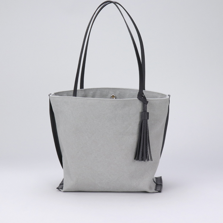 フラップトート　flaptote　北欧生地×倉敷帆布バイオウォッシュ 8号帆布　グレー オリジナル　ハンドメイド帆布トートバッグ　ハネアント神戸