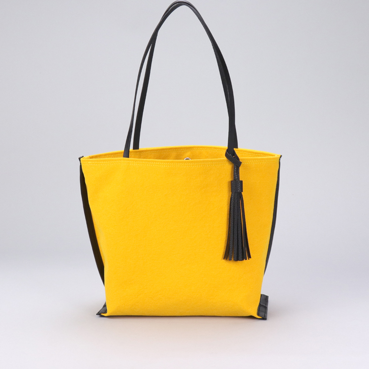 フラップトート　flaptote　北欧生地×倉敷帆布バイオウォッシュ 8号帆布　ひまわりイエロー オリジナル　ハンドメイド帆布トートバッグ　ハネアント神戸