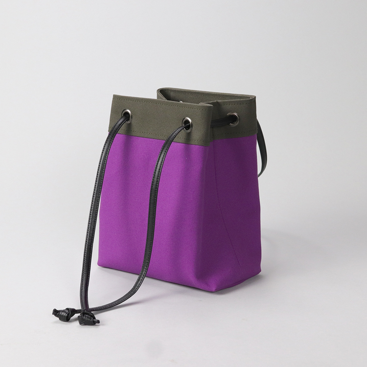 ピクニックショルダー　picnicshoulder　北欧生地×富士金梅 8号帆布　パープル×カーキ　オリジナル　ハンドメイド帆布ポシェット　ハネアント神戸