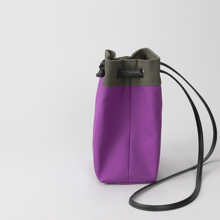ピクニックショルダー　picnicshoulder　北欧生地×富士金梅 8号帆布　パープル×カーキ　オリジナル　ハンドメイド帆布ポシェット　ハネアント神戸
