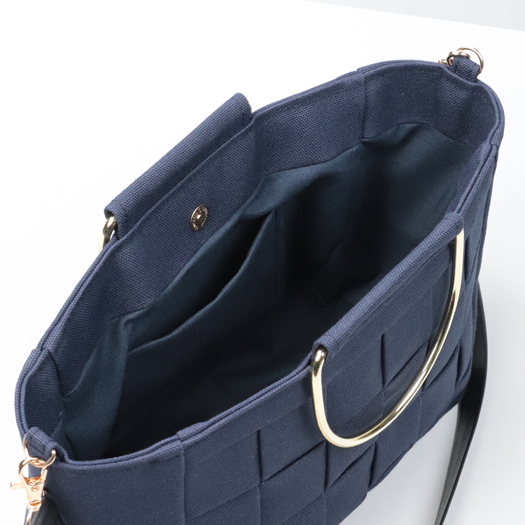 ラティス　北欧生地×富士金梅 8号帆布　ネイビー　オリジナル　ハンドメイド帆布2wayショルダーバッグ　ハネアント神戸