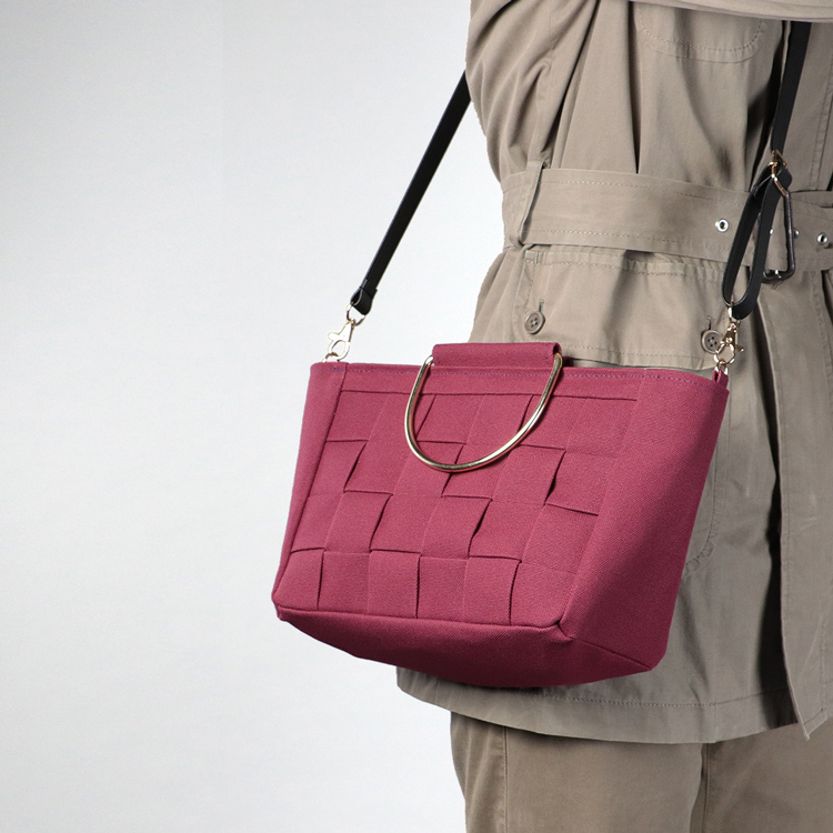 ラティス　北欧生地×富士金梅 8号帆布　ボルドー　オリジナル　ハンドメイド帆布2wayショルダーバッグ　ハネアント神戸