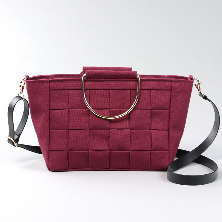 ラティス　北欧生地×富士金梅 8号帆布　ボルドー　オリジナル　ハンドメイド帆布2wayショルダーバッグ　ハネアント神戸