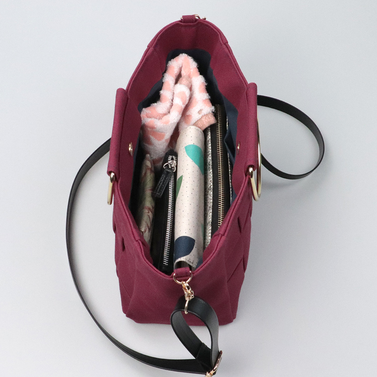 ラティス　北欧生地×富士金梅 8号帆布　ボルドー　オリジナル　ハンドメイド帆布2wayショルダーバッグ　ハネアント神戸