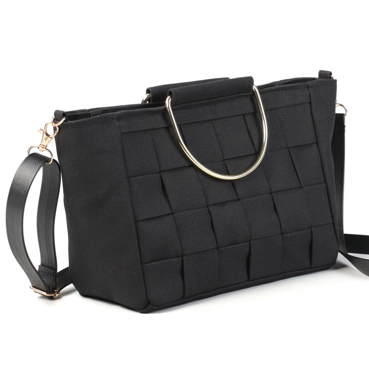 ラティス　北欧生地×富士金梅 8号帆布　ブラック　オリジナル　ハンドメイド帆布2wayショルダーバッグ　ハネアント神戸