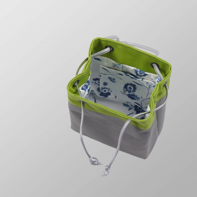 ピクニックショルダー　picnicshoulder　北欧生地×富士金梅 8号帆布　グレー×マスカット　オリジナル　ハンドメイド帆布ポシェット　ハネアント神戸