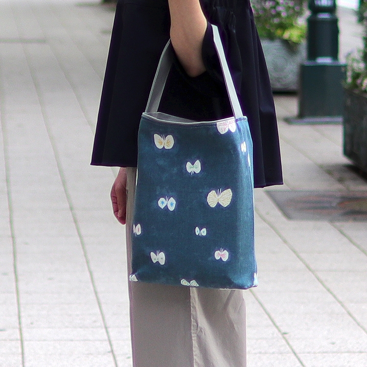 ミナペルホネン　mina perhonen　hana hane×倉敷帆布 8号帆布　リネン　オリジナル　ハンドメイド帆布トートバッグ　ハネアント神戸