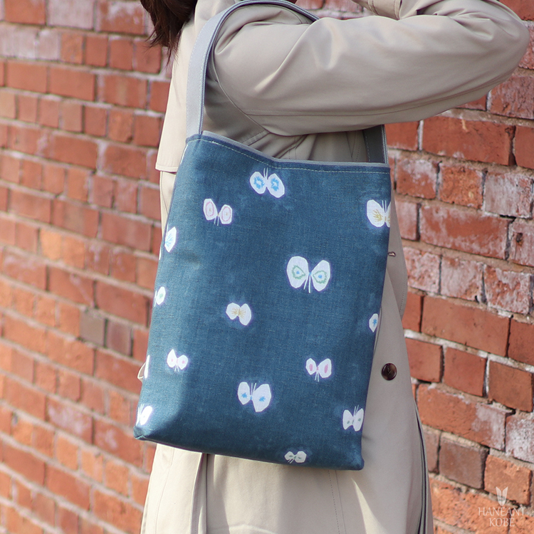 ミナペルホネン　mina perhonen　hana hane×倉敷帆布 8号帆布　リネン　オリジナル　ハンドメイド帆布トートバッグ　ハネアント神戸