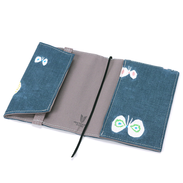 【文庫本】ミナペルホネン×倉敷帆布 ブックカバー ブルー　ハネアント神戸