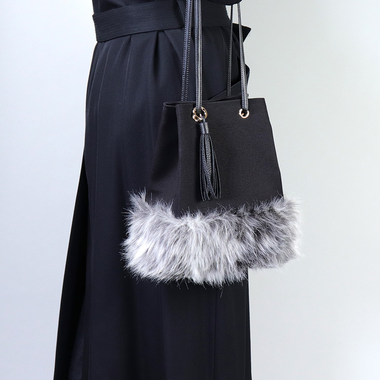 2wayランプリース　Lamplease　エコファー×北欧生地　レッド　オリジナル　ハンドメイド2wayエコファーショルダーバッグ　ハネアント神戸