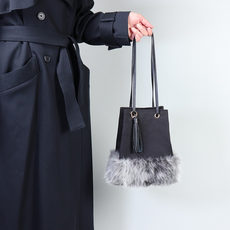 2wayランプリース　Lamplease　エコファー×北欧生地　レッド　オリジナル　ハンドメイド2wayエコファーショルダーバッグ　ハネアント神戸